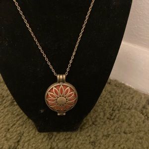 New orange and bronze essential oils diffuser necklace 18  inch chain